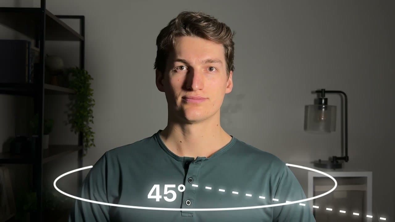 Step 5: Place the Key Light at 45 Degrees, Add a Fill or Hair Light