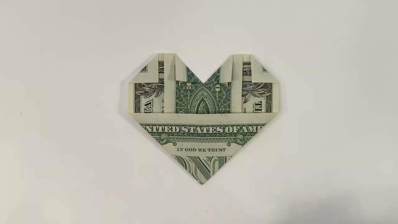 Step 6: Fold the Remaining Three Corners of the Heart - How to Fold Money Into a Heart