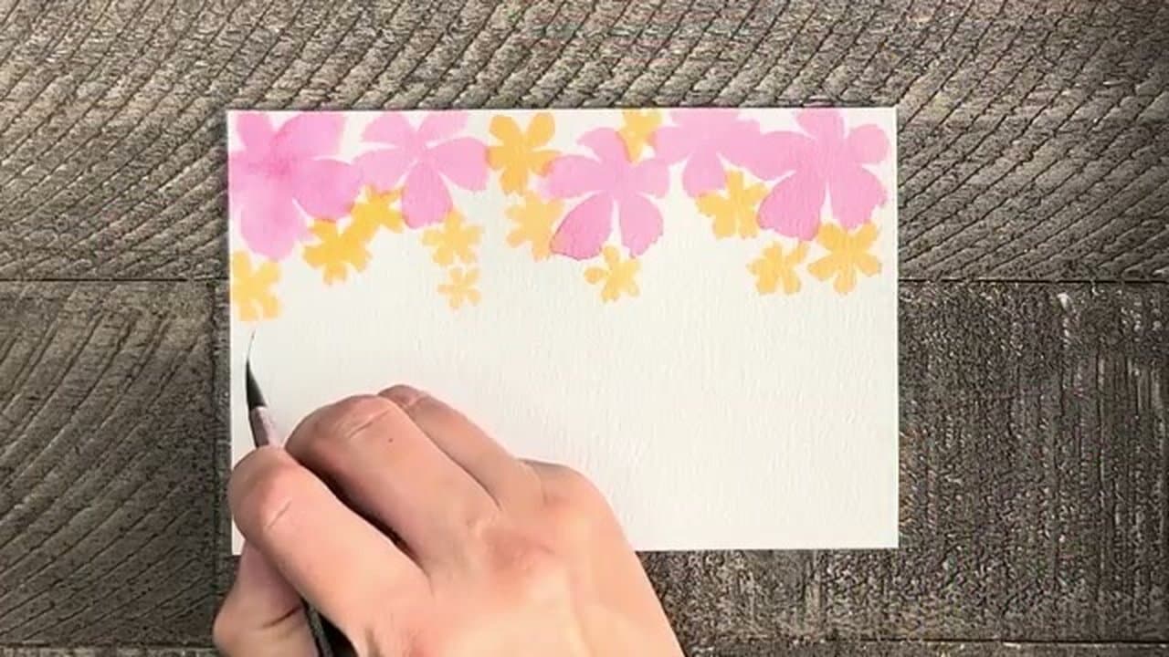 Step 7: Step 7: Card 3 - Pink and Orange Flower Row