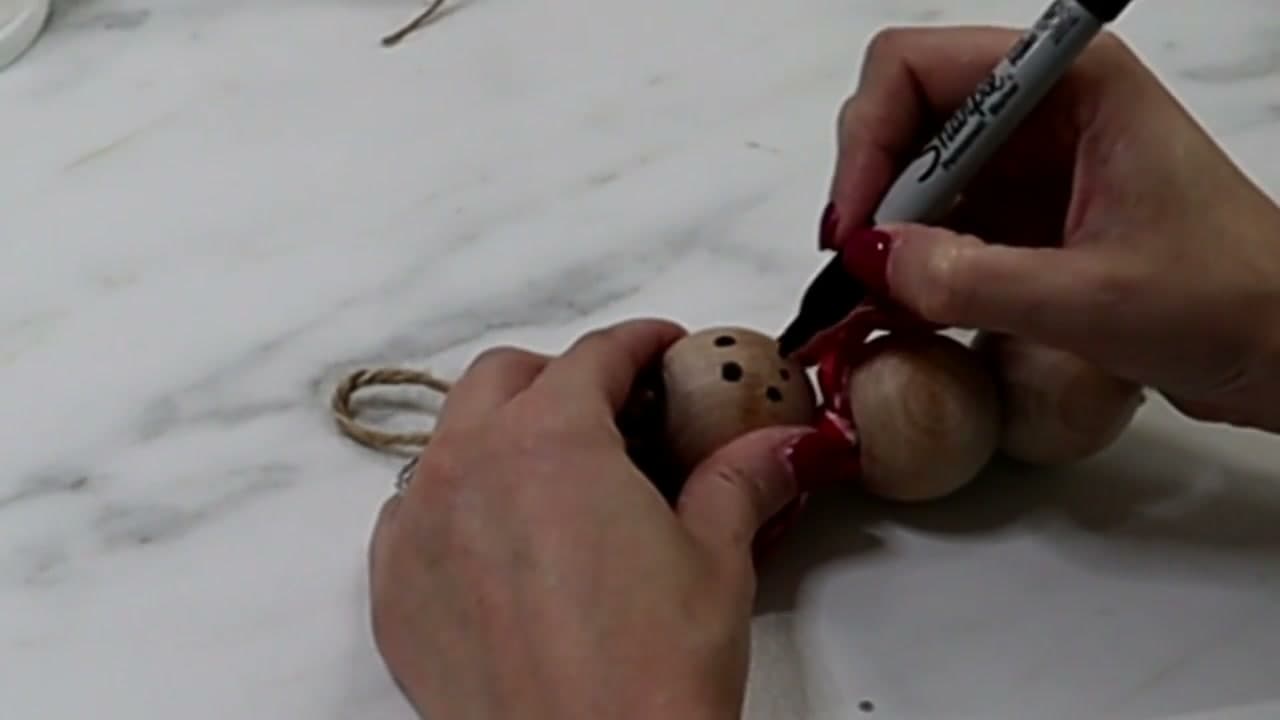 Step 9: Build the Snowman and Draw His Face - How to Make Christmas Ornaments