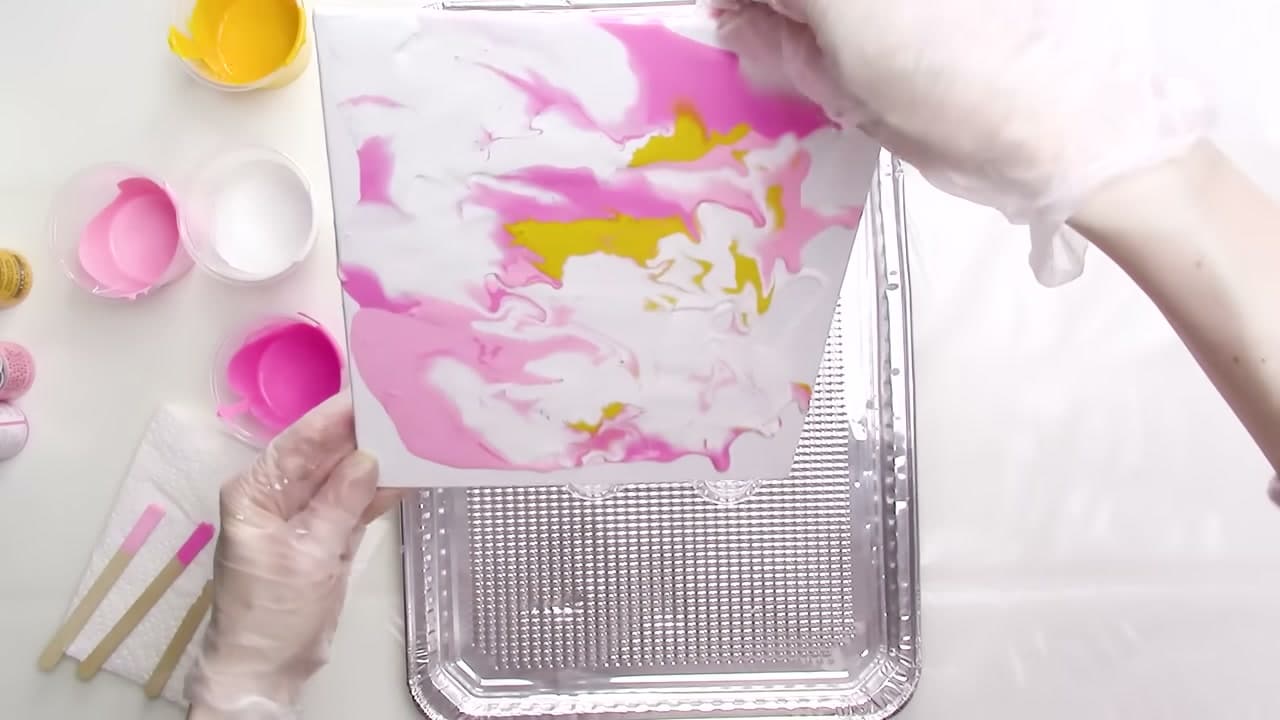 Step 9: Tilt to Guide It - How to Do an Acrylic Pour Painting