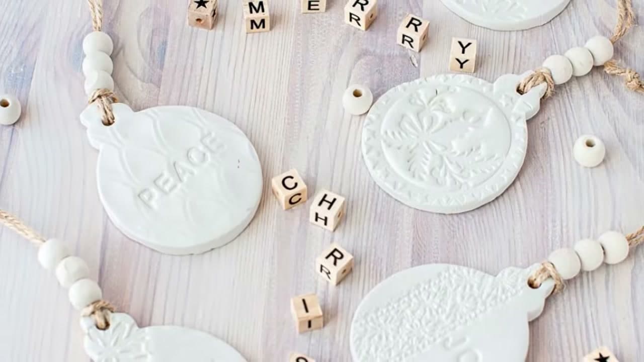 The finished result: How to Make Air Dry Clay Ornaments for Christmas