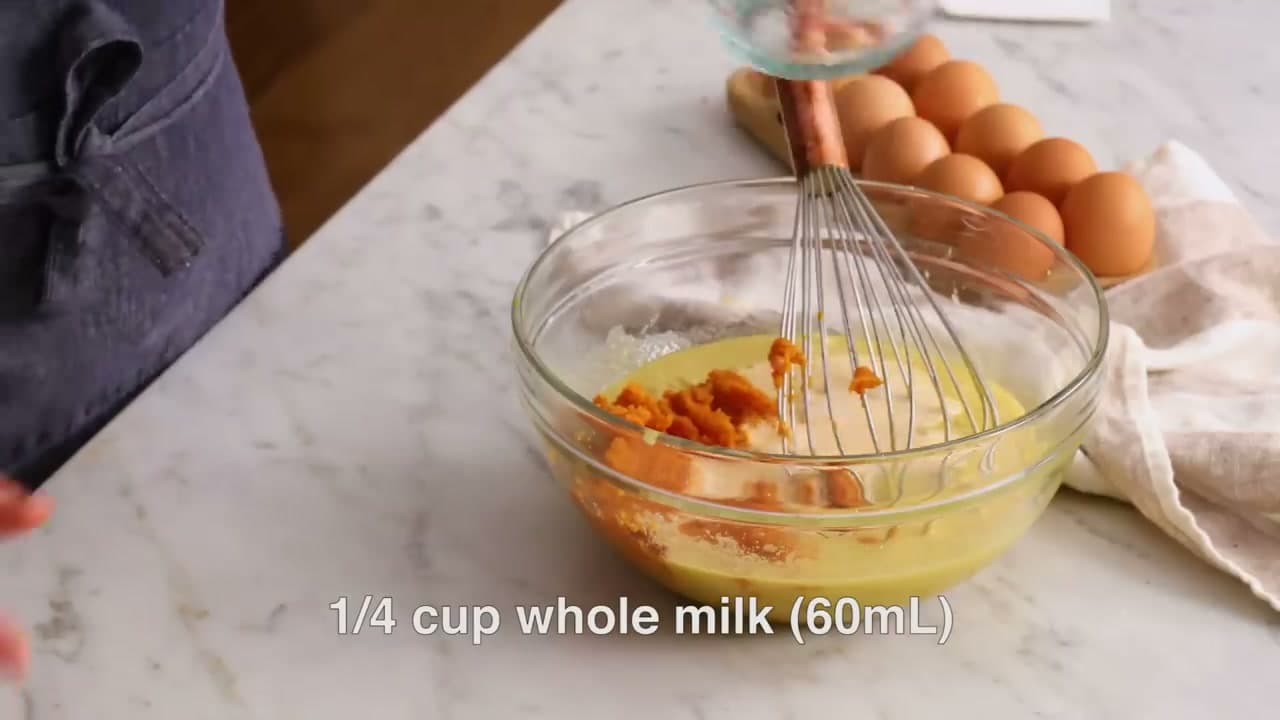 Step 5: Whisk in the Pumpkin, Milk, and Vanilla