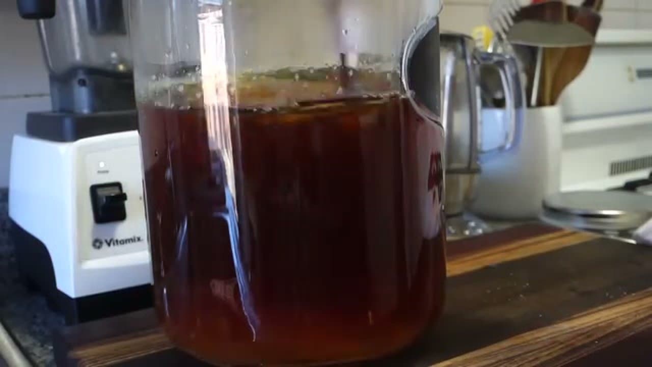 Step 4: Add the SCOBY and Starter Liquid