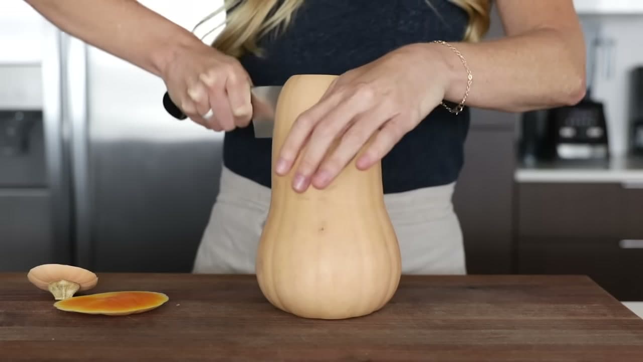 Step 1: Halve the Squash - How to Make Butternut Squash Soup (Roasted, No Cream)