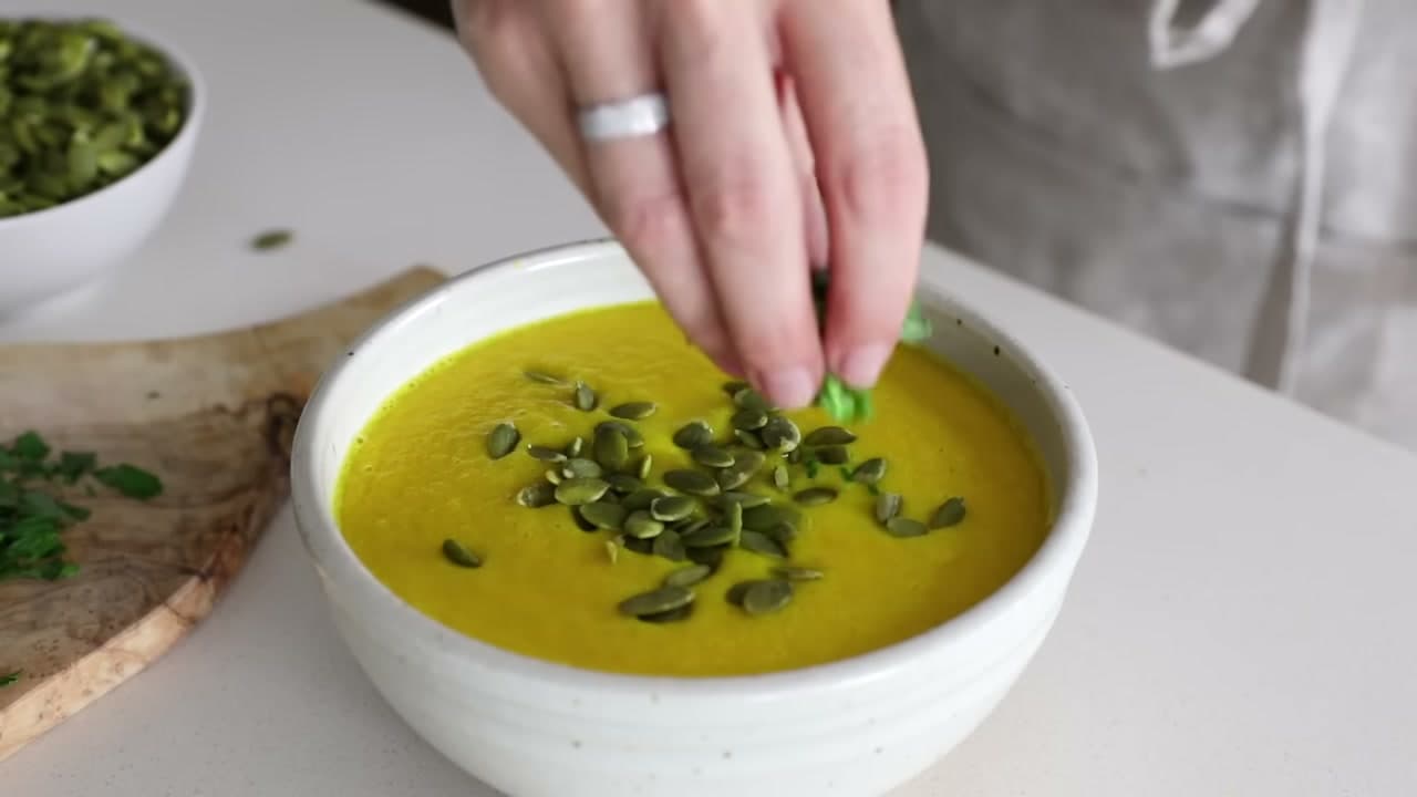 Step 8: Garnish and Serve - How to Make Butternut Squash Soup (Roasted, No Cream)