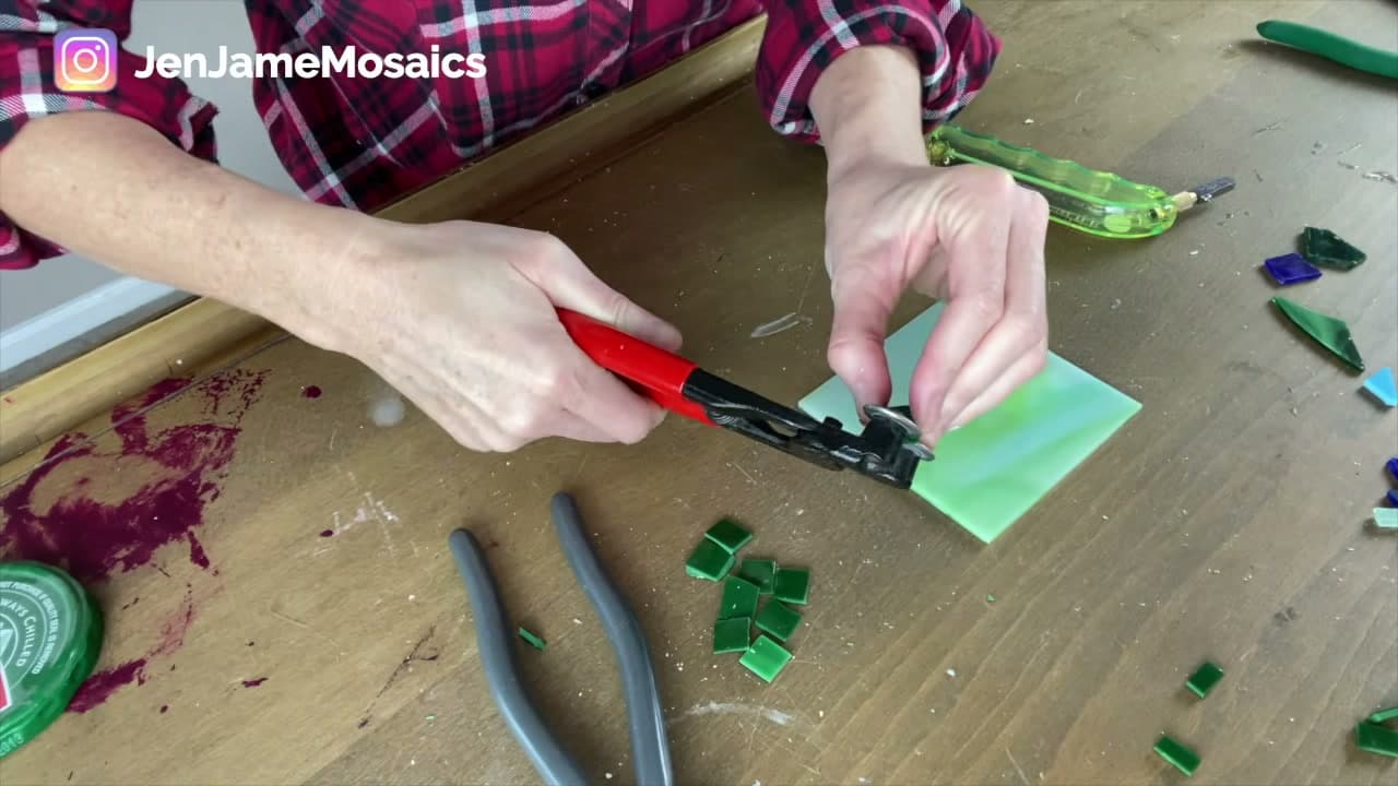 Step 5: Nibble Around for Curves - How to Use Tile Nippers to Cut Mosaic Glass