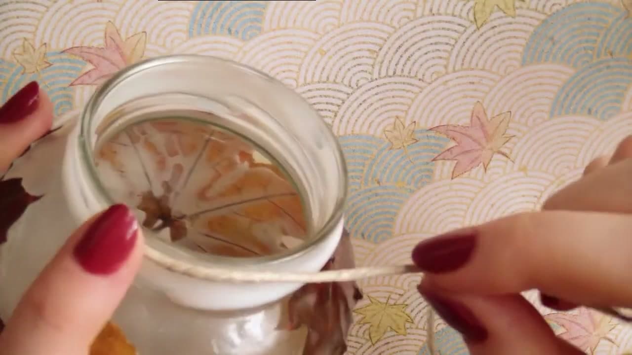 Step 7: String the Rim and Light It - How to Make an Autumn Leaf Lantern
