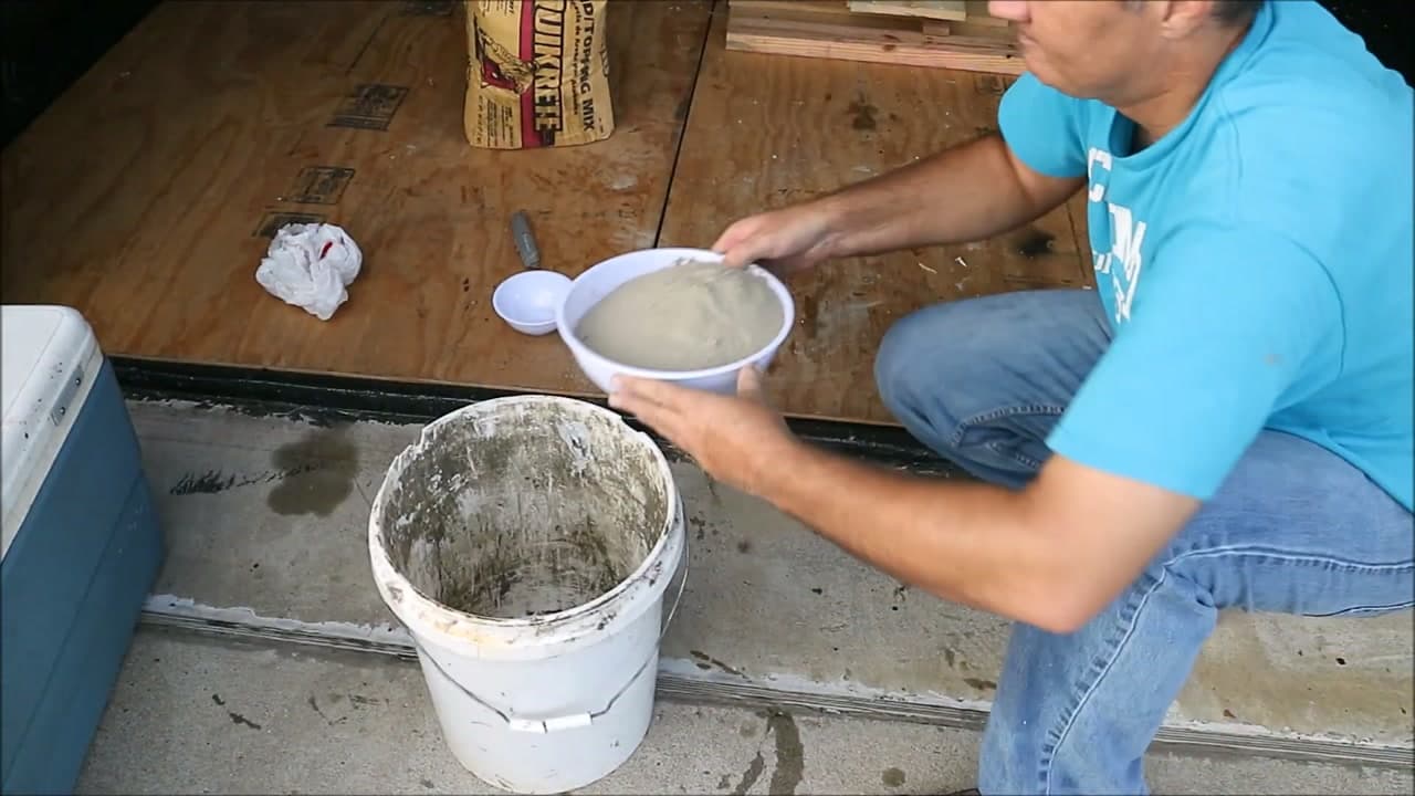 Step 2: Mix the Concrete Stiff - How to Make Concrete Mushrooms for the Garden