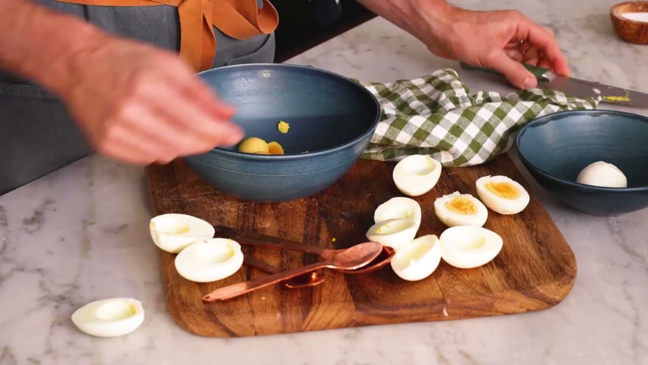 Step 4: Step 4: Slice in half and pop out the yolks