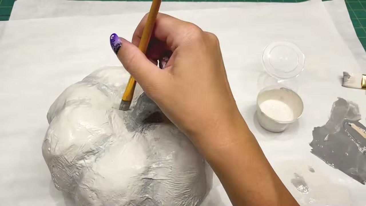 The finished result: How to Make Paper Mache Pumpkins