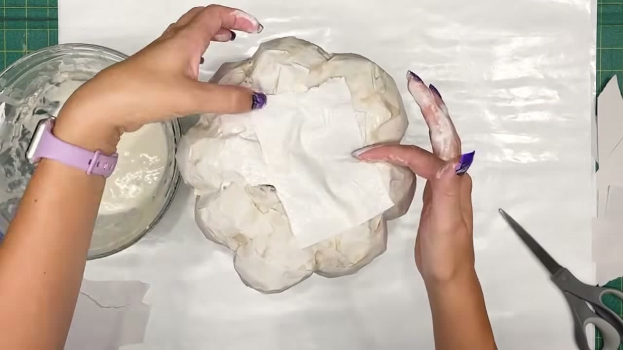 Step 8: Patch the Opening - How to Make Paper Mache Pumpkins