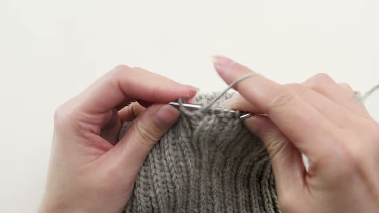 Step 6: Knit Two Stitches Together to Start the Crown - How to Knit a Hat