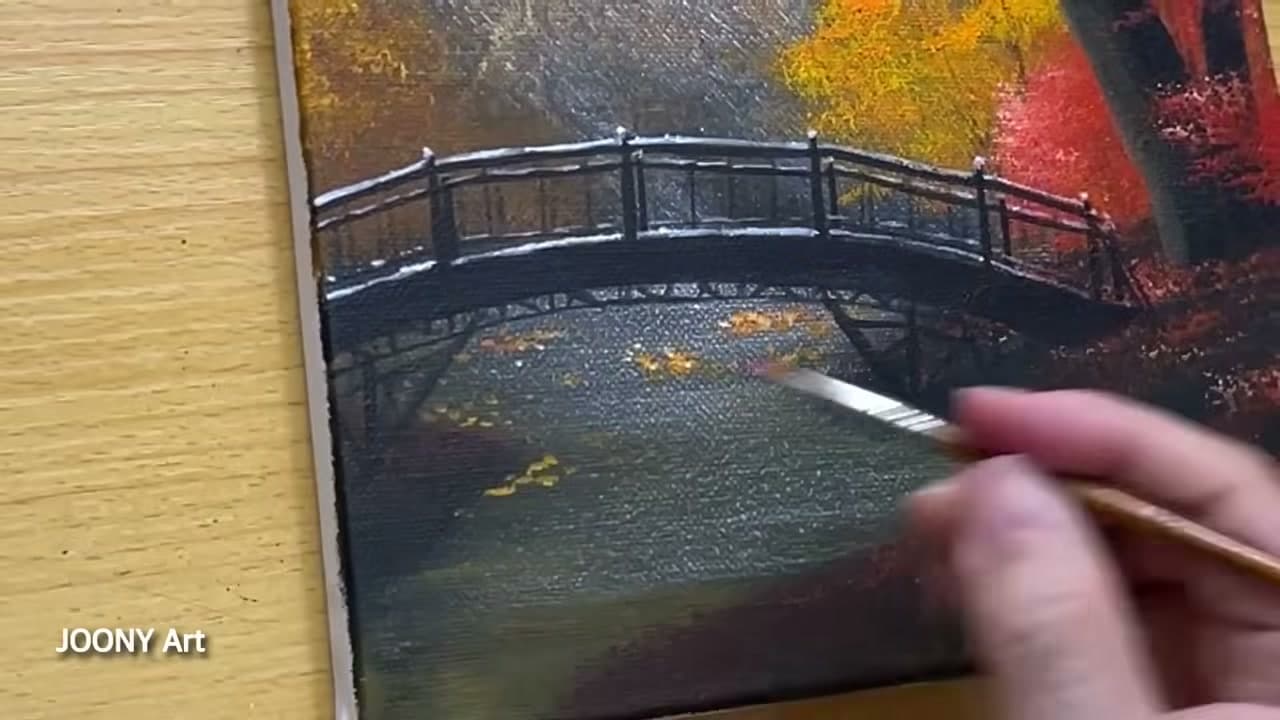 The finished result: How to Paint Fall Trees - Easy Autumn Forest in Acrylics