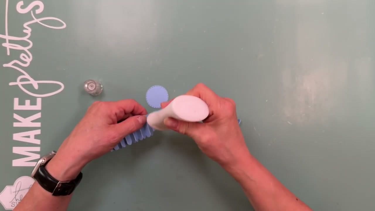 Step 4: Cap Both Faces With a Circle - How to Make a Paper Rosette Scrapbook Layout