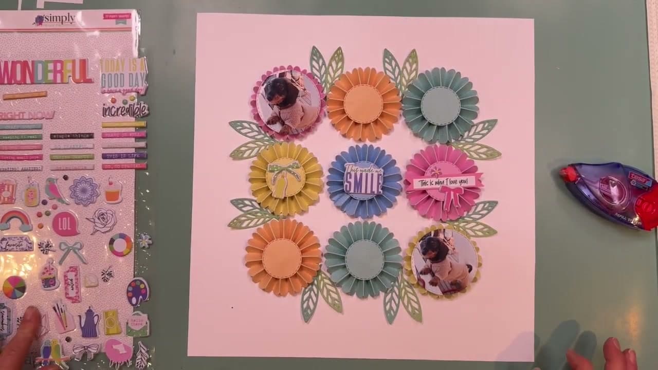 Step 8: Fill the Remaining Centres - How to Make a Paper Rosette Scrapbook Layout