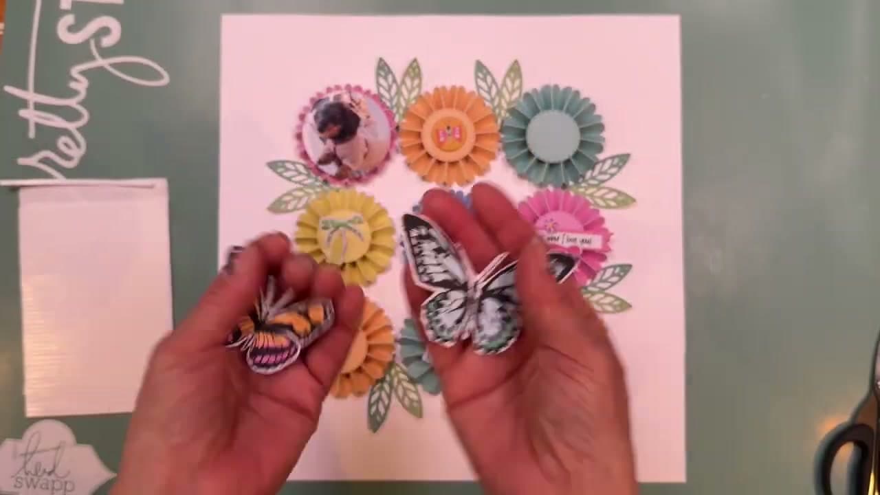 Step 9: Add the Butterflies - How to Make a Paper Rosette Scrapbook Layout