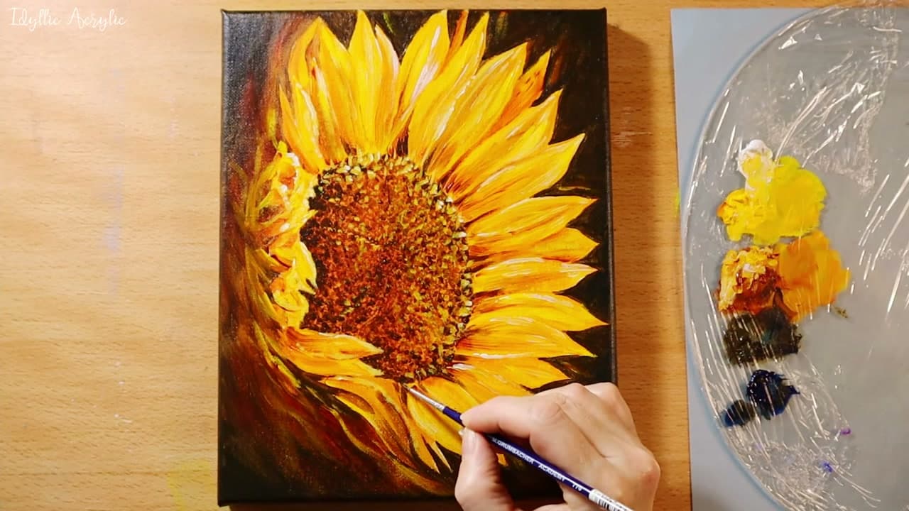 The finished result: How to Paint Sunflowers in Acrylic (Step by Step for Beginners)