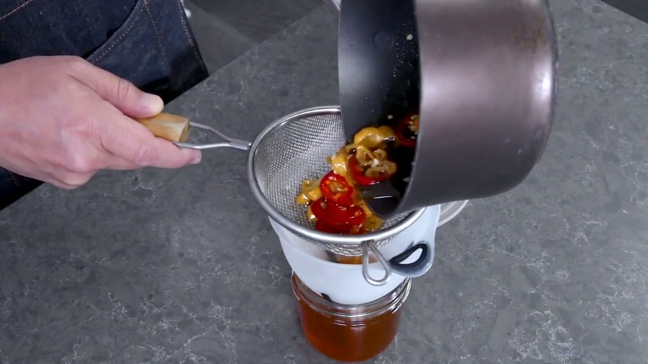 Step 6: Step 6: Strain the Fresh-Chili Honey