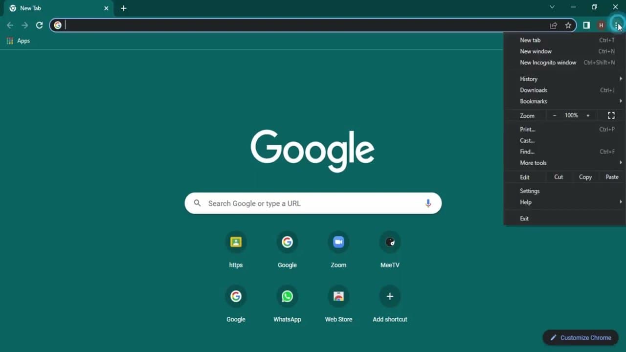 Step 1: Open Chrome's Menu