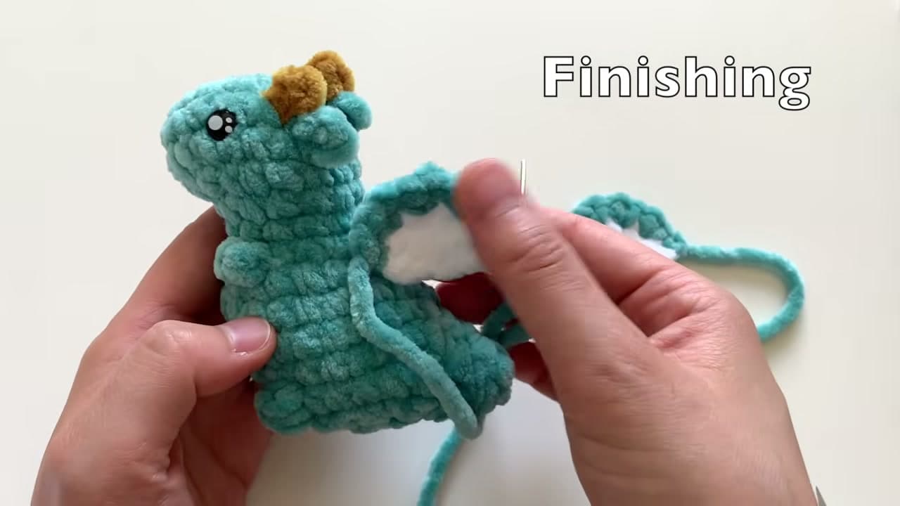 The finished result: How to Crochet a Dragon (Pocket Dragon Amigurumi, Step by Step)