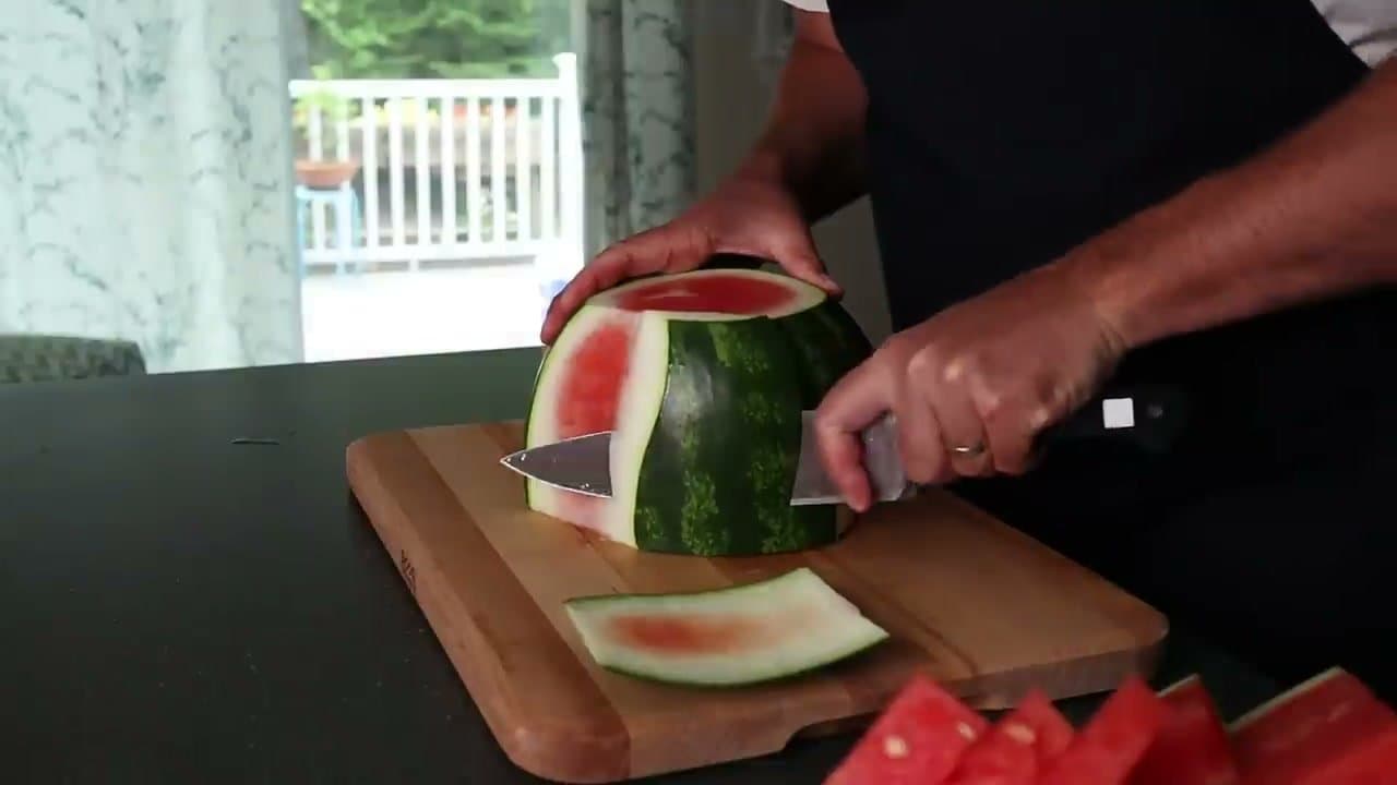 Step 5: Step 5: For cubes, slice the rind off the second half