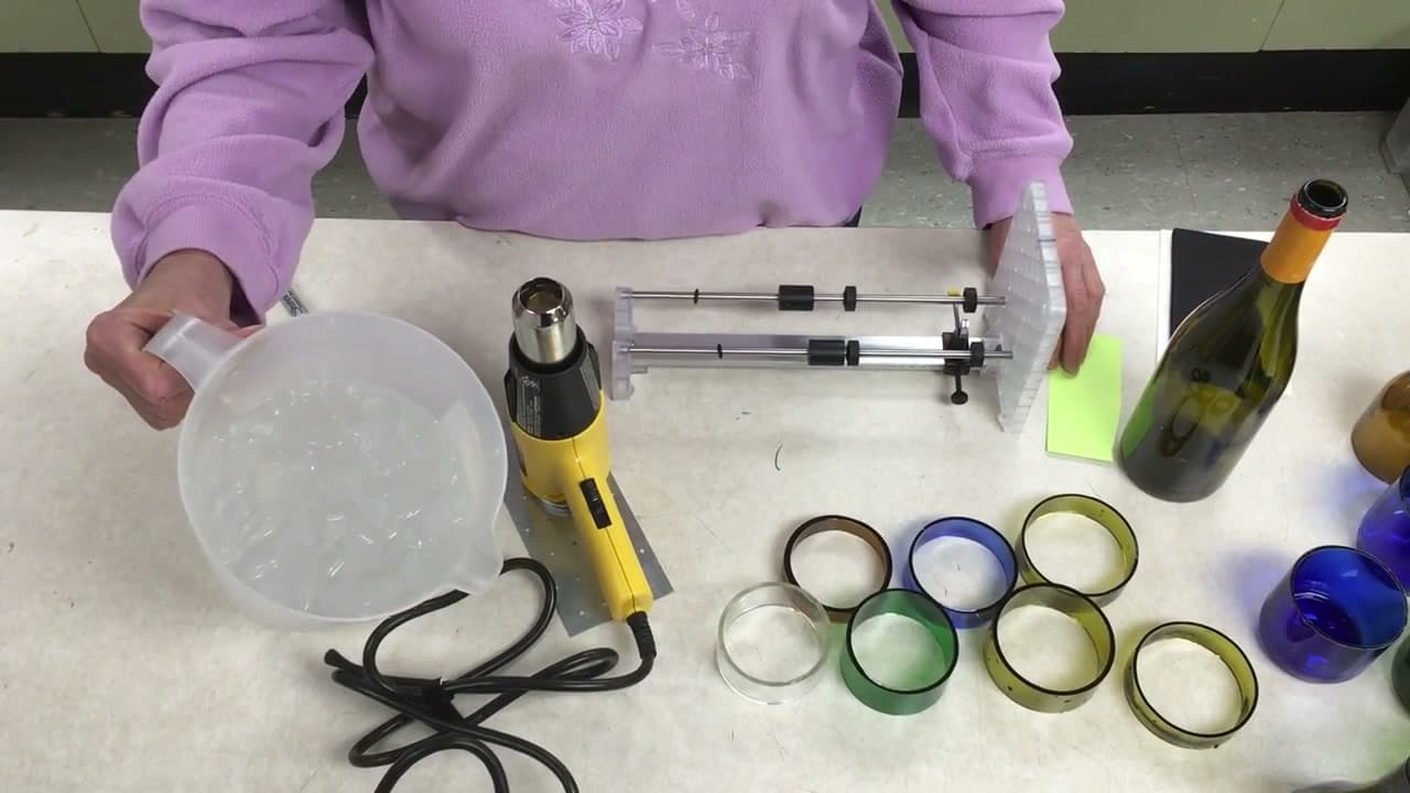 Step 1: Set Out the Cutter, the Heat Gun and a Bucket of Ice - How to Cut a Glass Bottle Into Rings