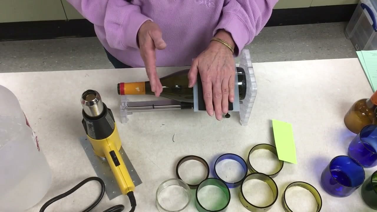 Step 4: Set the Pressure Pad and Line Up the Mark - How to Cut a Glass Bottle Into Rings