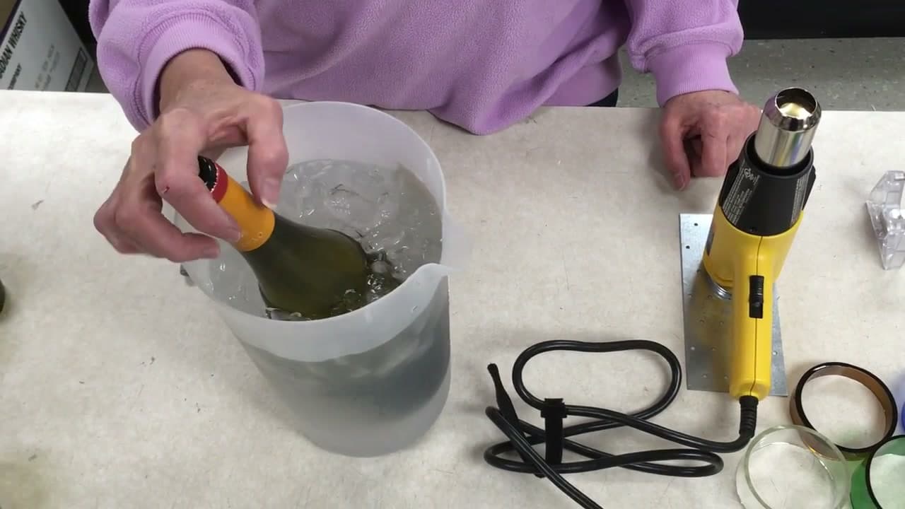 Step 9: Plunge It Straight Into the Ice Water - How to Cut a Glass Bottle Into Rings