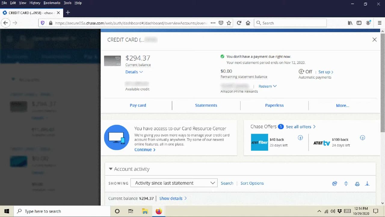 Step 2: Step 2: Open Recent Transactions or Activity Since Last Statement