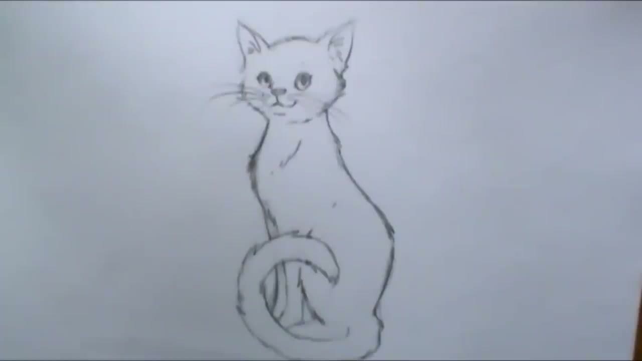 How to Draw a Cat - Gesture-Drawn Sitting Cat in 7 Steps