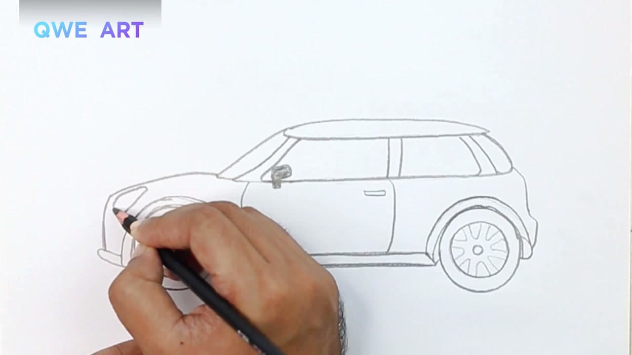 Step 6: Step 6: Draw the Headlight, Grille, and Front Bumper