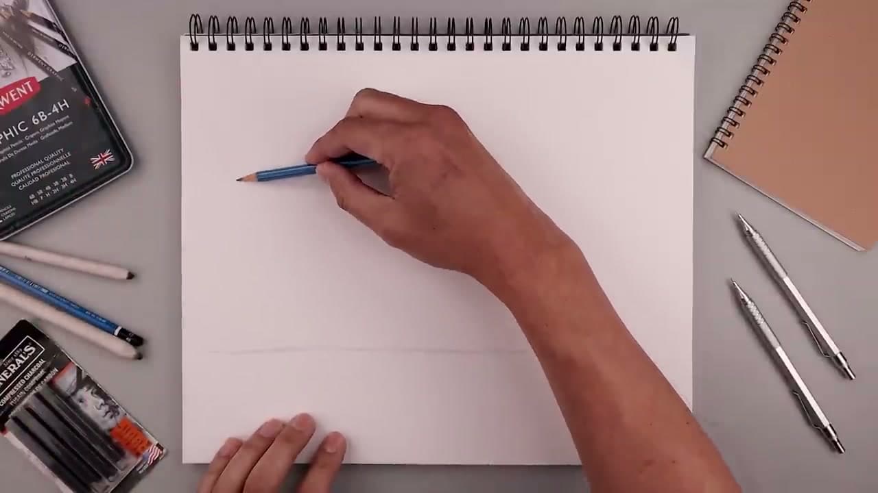 Step 1: Sketch the Horizon Line and First Main Mountain