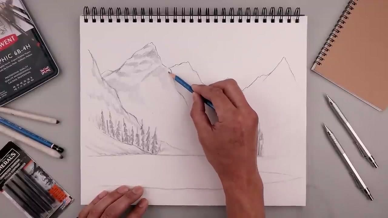 Step 6: Shade the Shadowed Sides of the Mountains