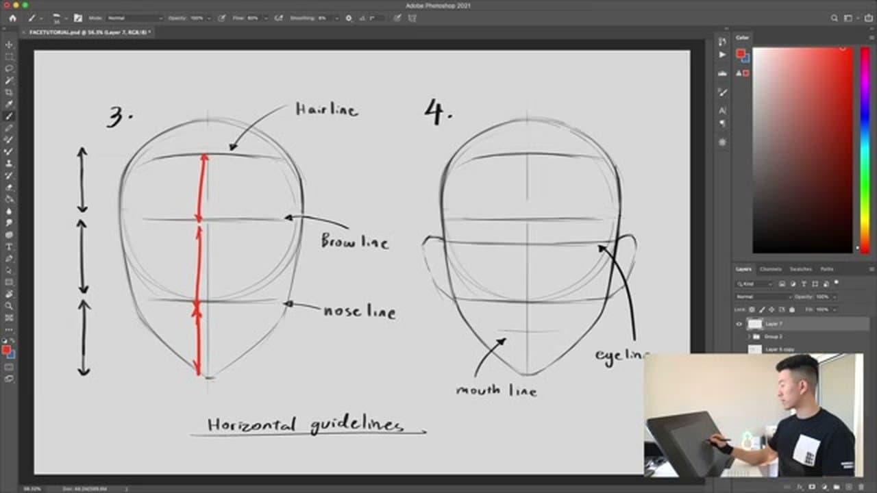 Step 4: Step 4: Add the Eye Line and Mouth Line