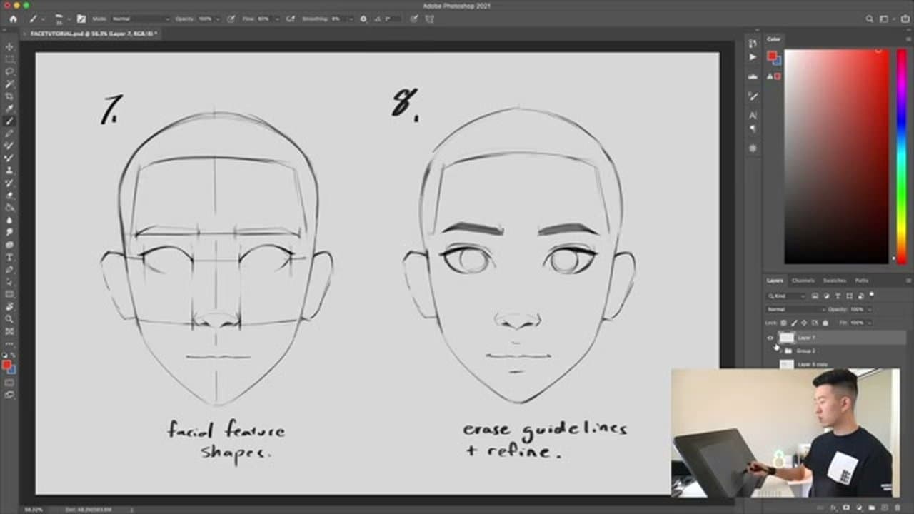 Step 7: Step 7: Refine Features, Add Ears, and Finish Details