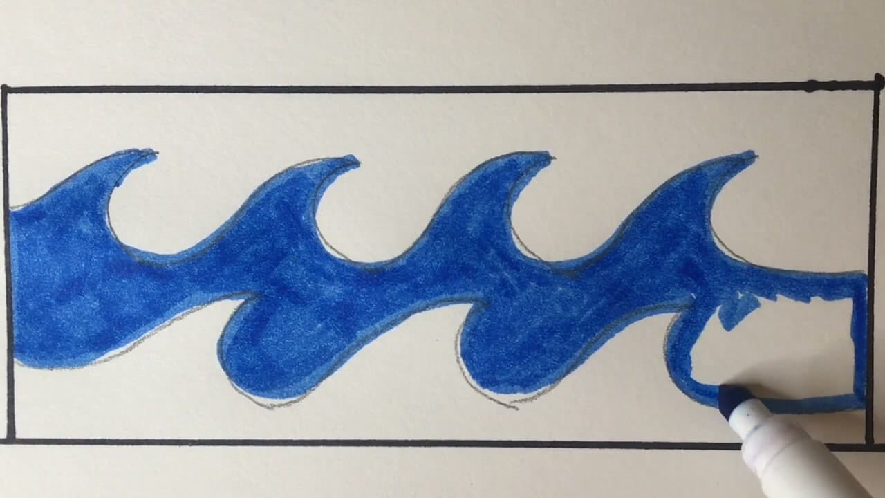 Step 3: Step 3: Fill the Waves With Blue Marker