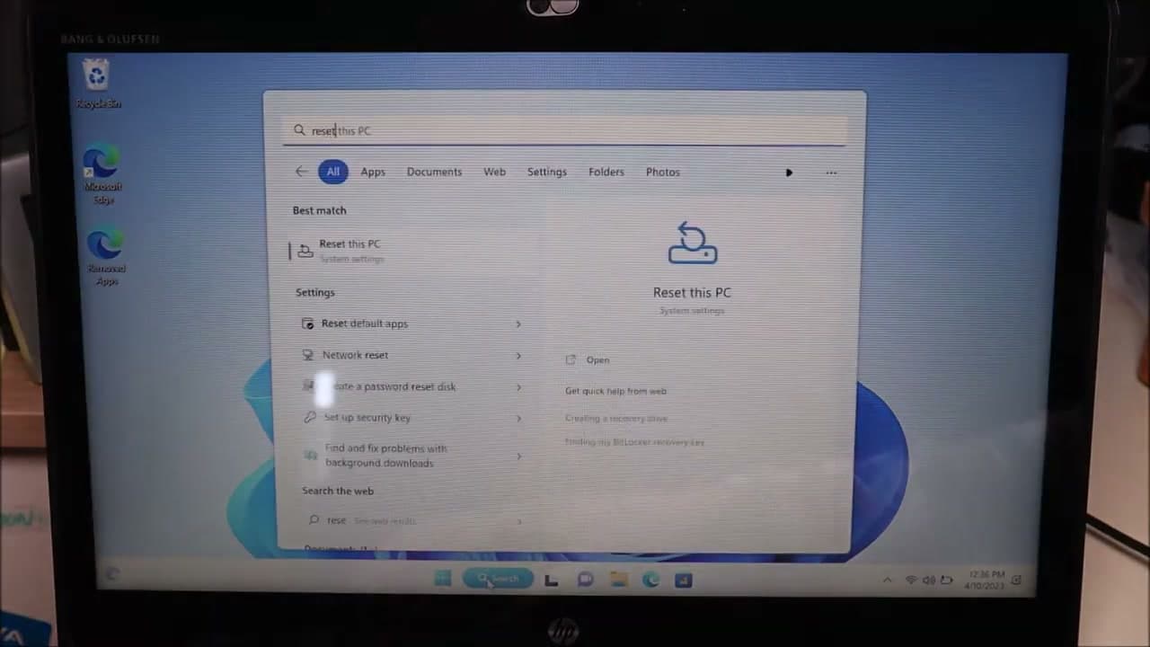 Step 2: Step 2: Open Reset this PC From the Start Menu