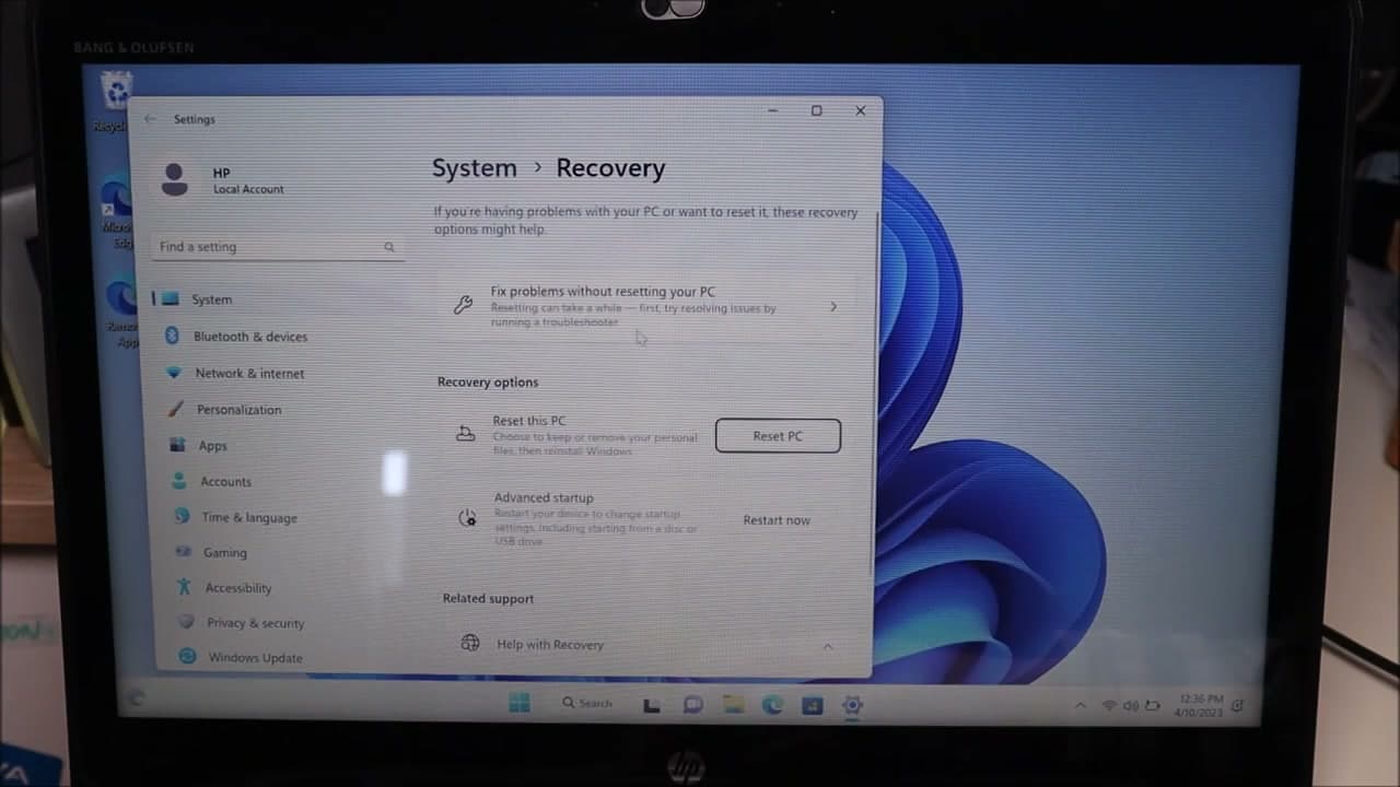 Step 3: Step 3: Click Reset PC in the Recovery Options