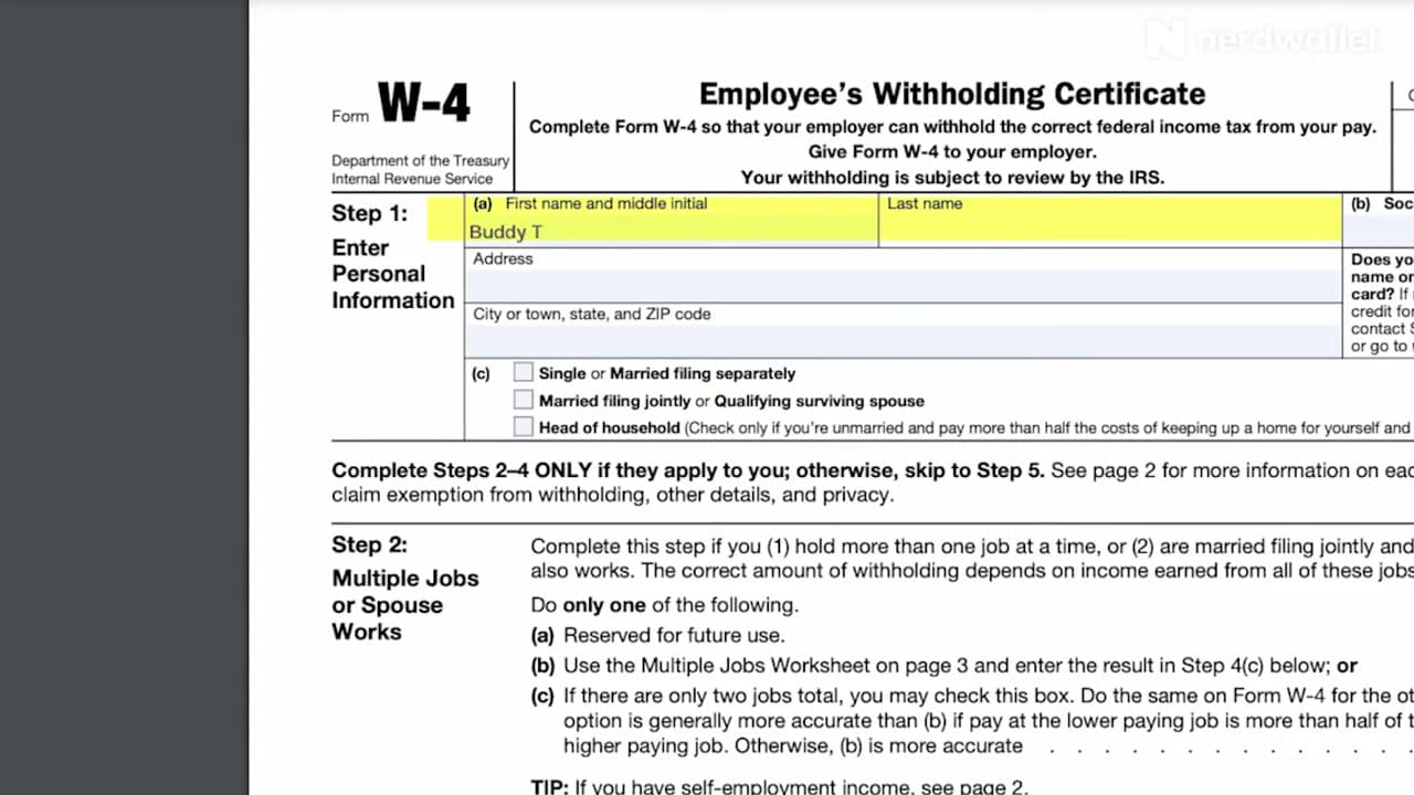 Step 2: Step 1 - Enter Personal Information and Filing Status