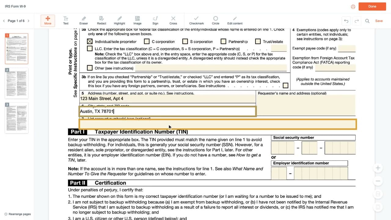 Step 7: Line 6 and Line 7 - How to Fill Out a W-9, Line by Line
