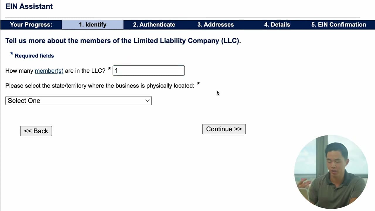 Step 4: Enter Members and Your State - How to Get an EIN for Your Business (Free, on IRS.gov)