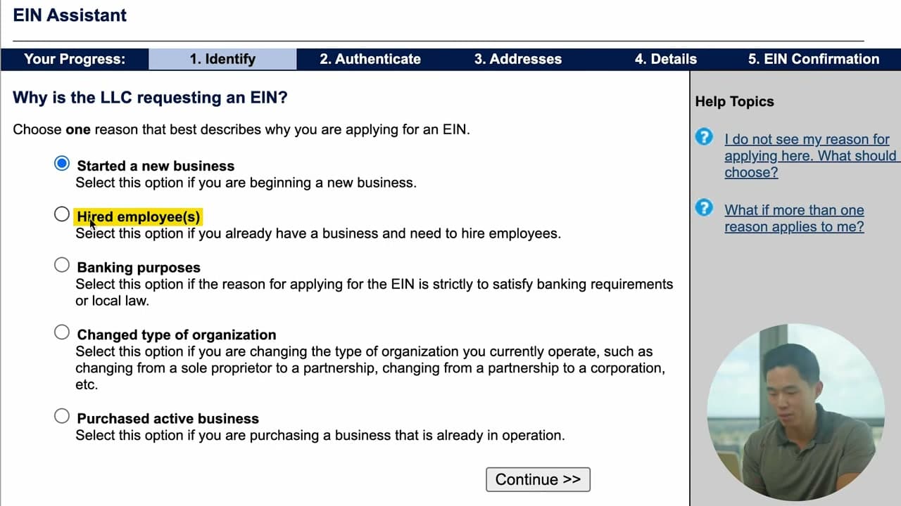 Step 5: Say Why You Need the EIN - How to Get an EIN for Your Business (Free, on IRS.gov)