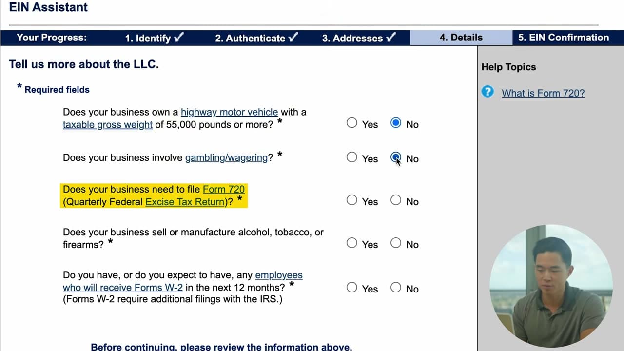 Step 9: Answer the Compliance Questions - How to Get an EIN for Your Business (Free, on IRS.gov)