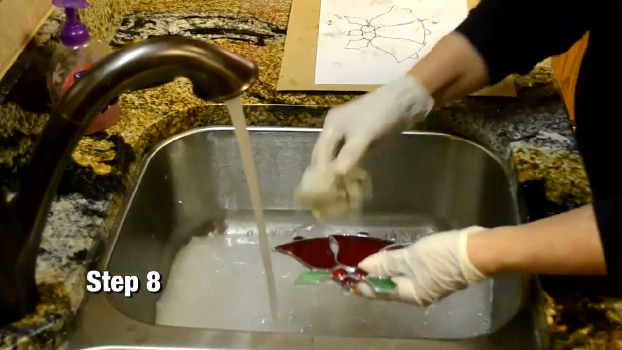 Step 8: Wash Off the Flux - How to Make a Stained Glass Suncatcher