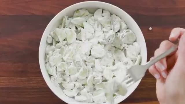The finished result: How to Make Creamy Cucumber Salad