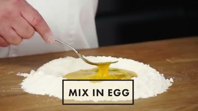 Step 1: Make the Flour Well and Add Eggs