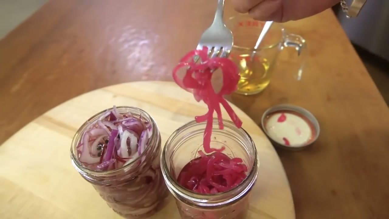 The finished result: How to Make Pickled Red Onions (Quick Refrigerator Pickles)