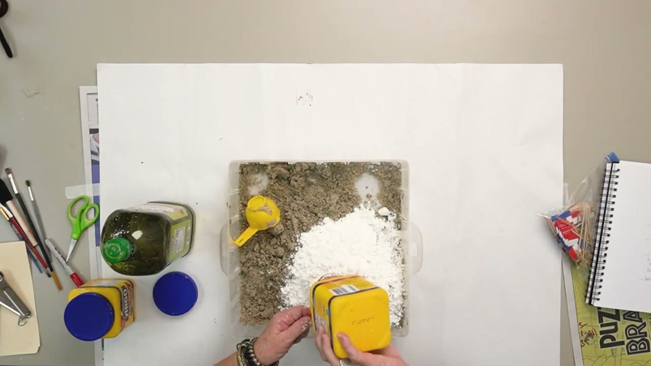 Step 2: Add Three Cups of Cornstarch to the Sand - How to Make Kinetic Sand