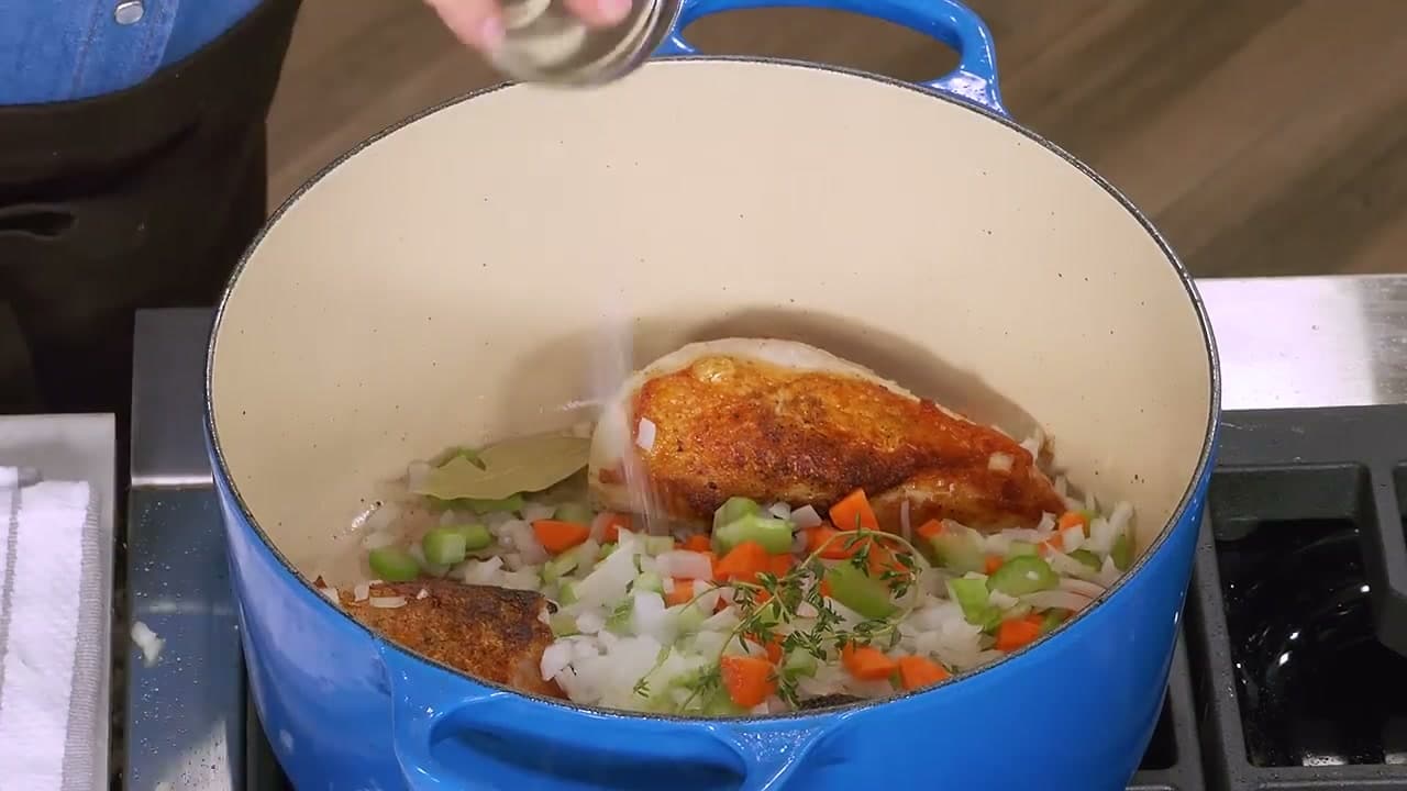 Step 4: Step 4: Add Vegetables, Herbs, and Broth to the Pot